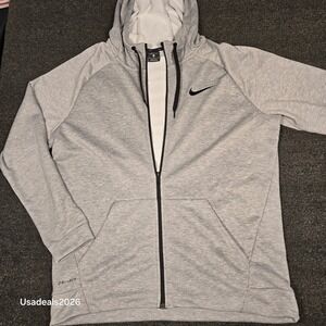 Nike Dri-FIT Mens Full Zip Hoodie Gray Heathered Training Jacket XL